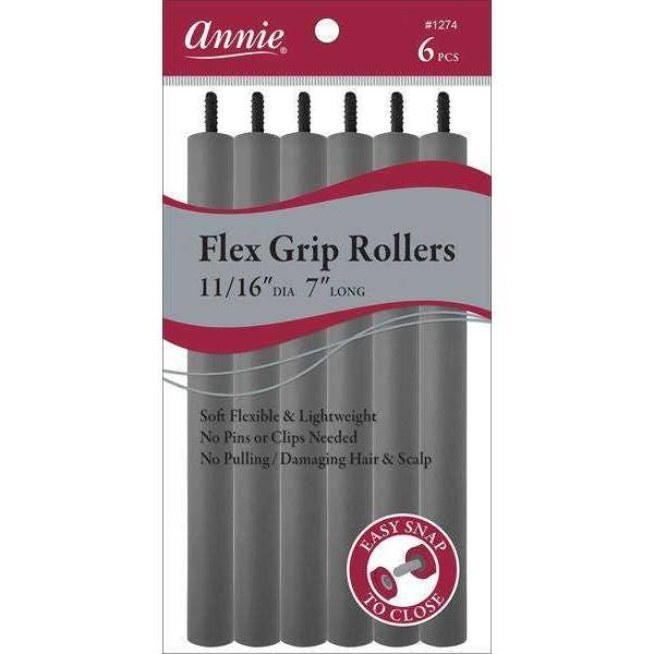 Annie Flex Grip Rollers 11/16" 7" Long 6Ct Gray