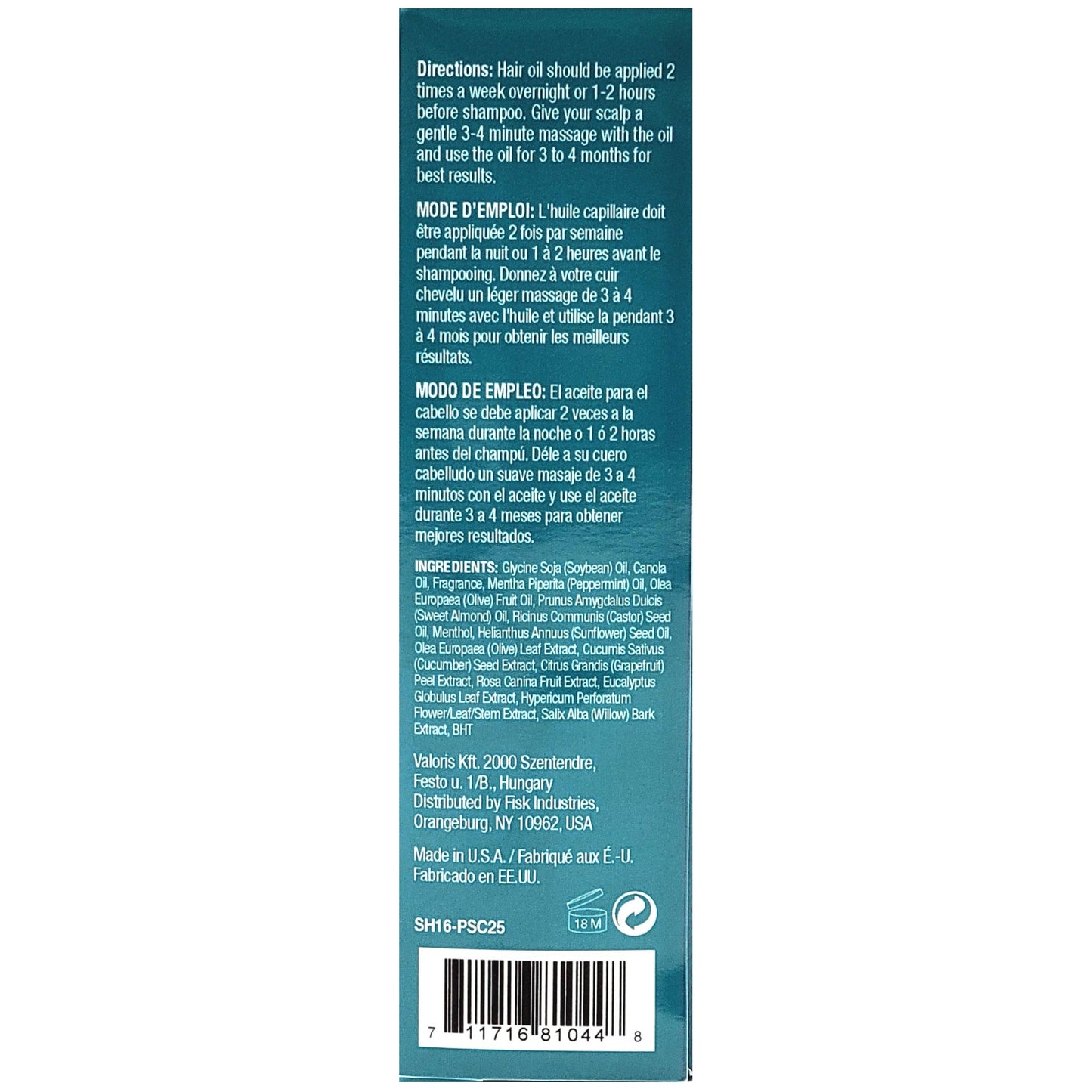 Peppermint Scalp Care Hair Oil 2.5 oz.