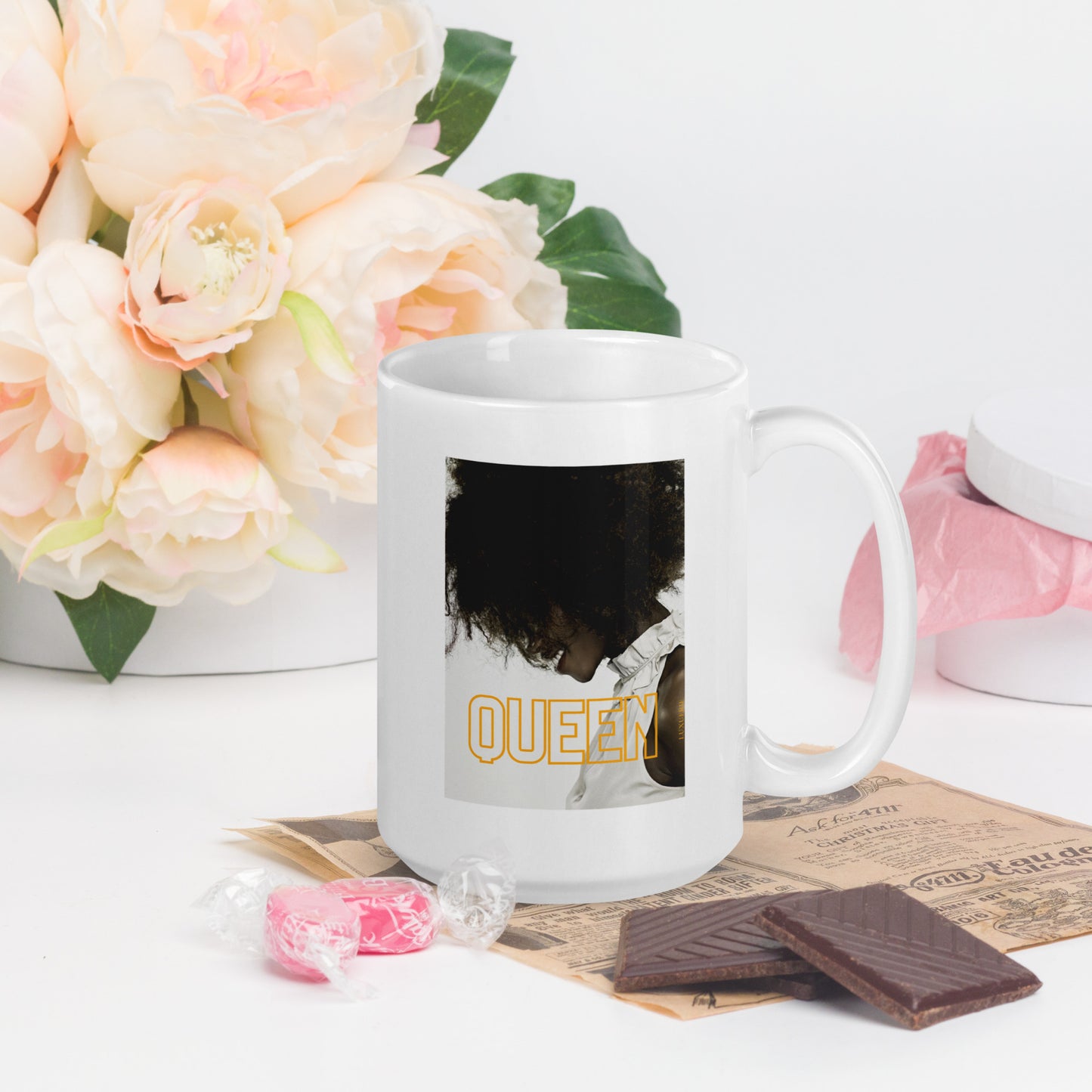 White glossy mug