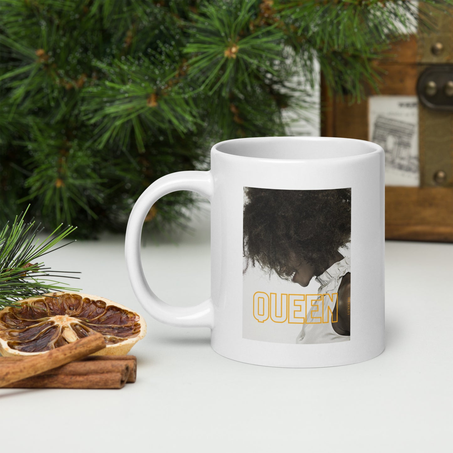 White glossy mug