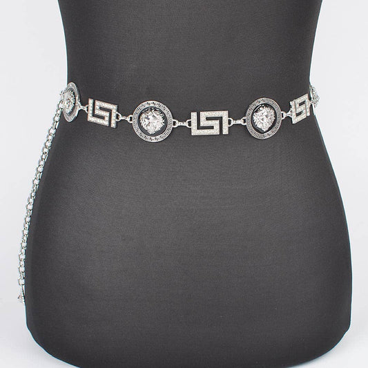 Metal Rhinestone Plus Size Chain Belt