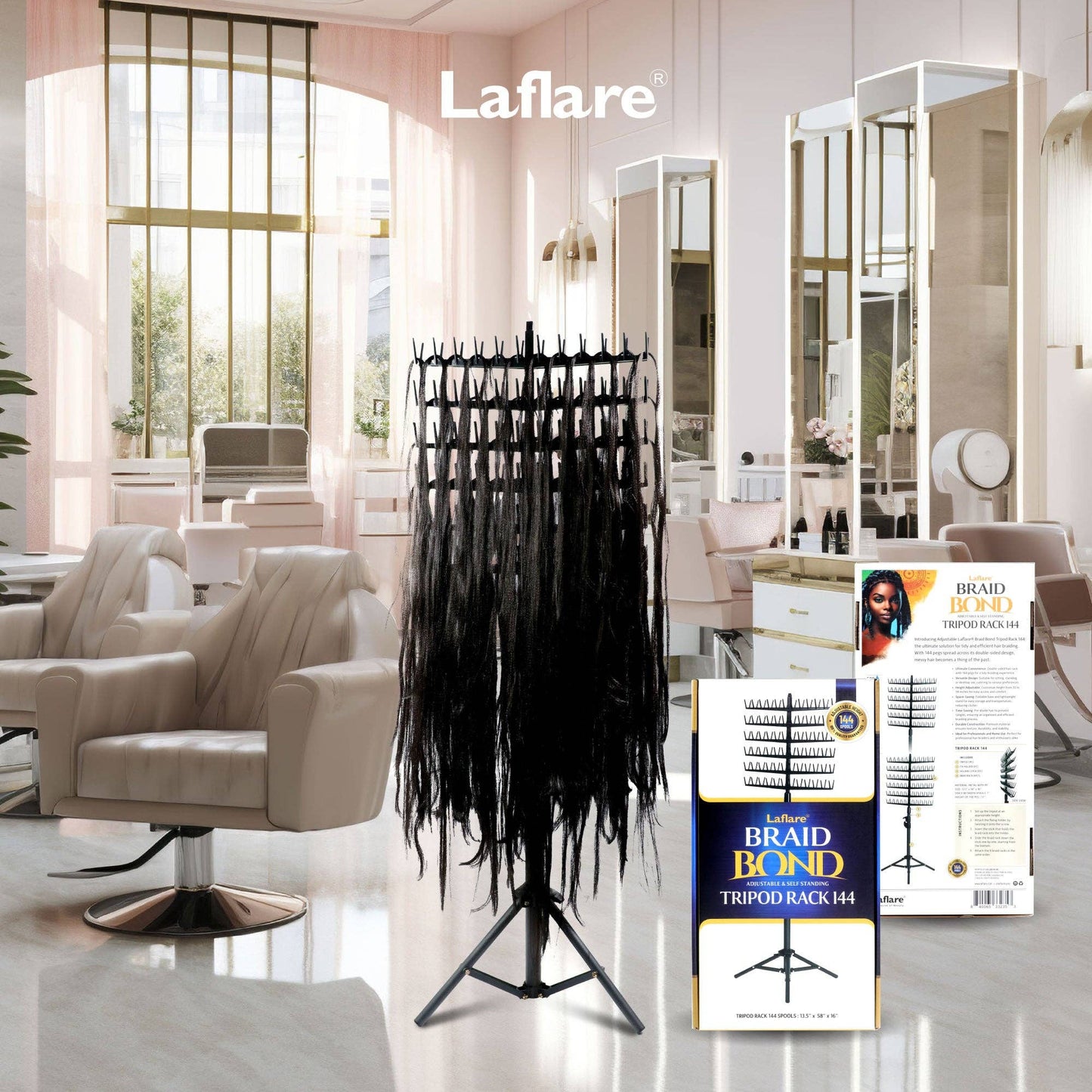 BRAID BOND TRIPOD RACK 144 PEGS BRAIDING HAIR STAND