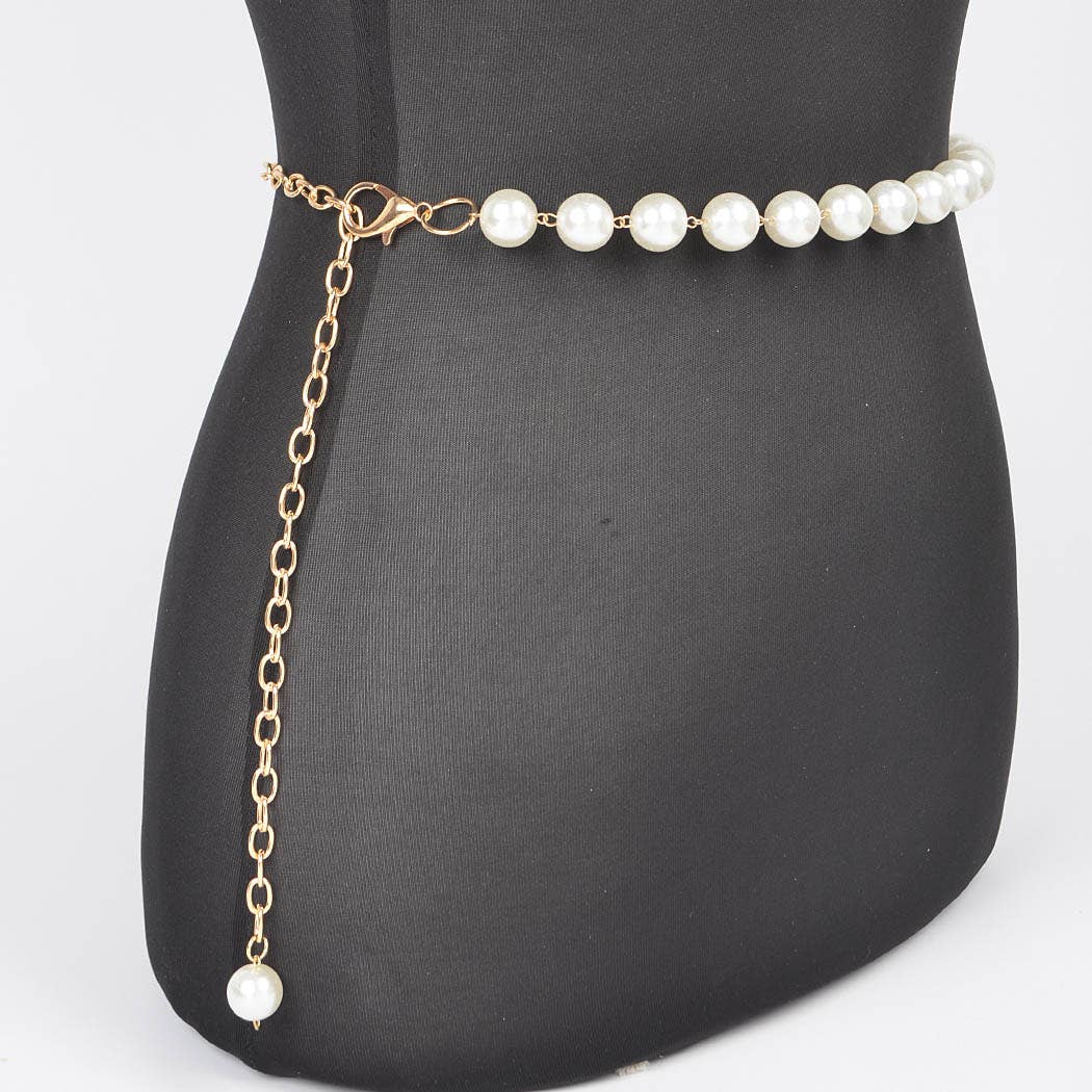 Faux Pearl Chain Belt