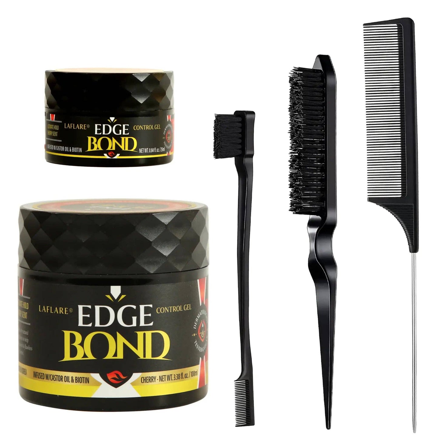 Edge Bond Control Gel Set with Comb Set for Hair Styling