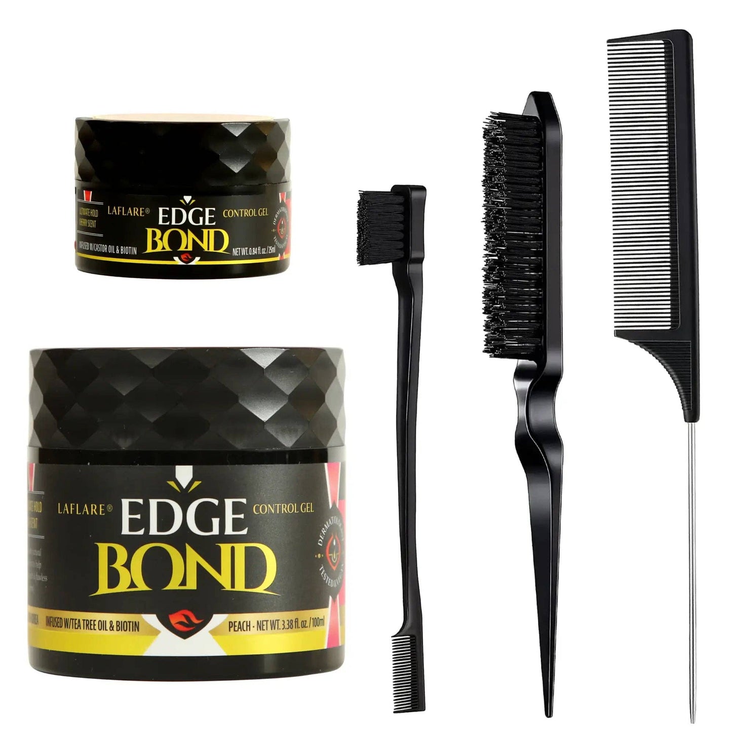 Edge Bond Control Gel Set with Comb Set for Hair Styling