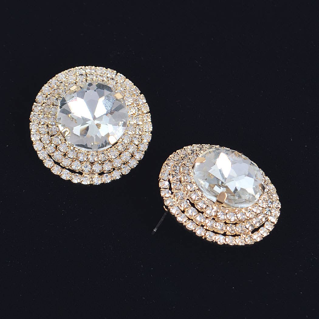 Glittering Multi-Rhinestone Stud Earrings