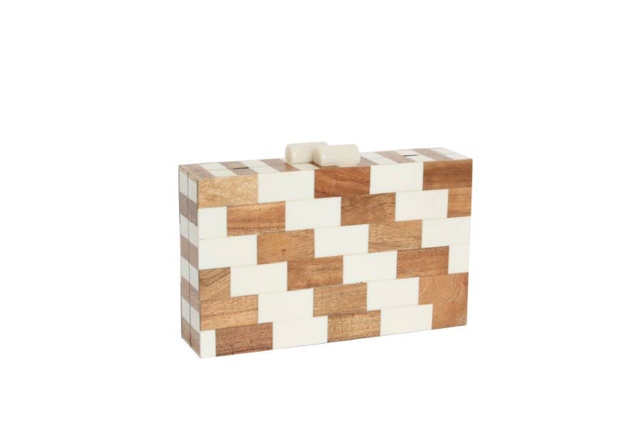 Ladies Two Toned Stairway  Boxed Frame Clutch Bag