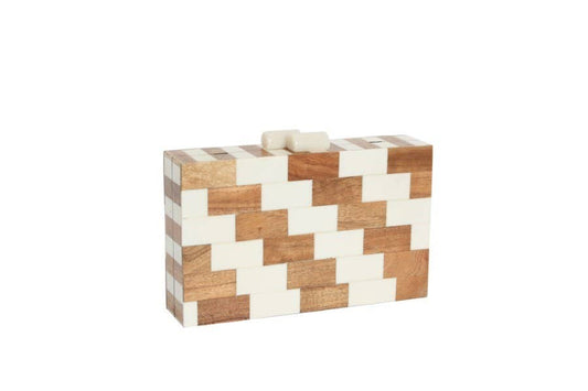 Ladies Two Toned Stairway  Boxed Frame Clutch Bag
