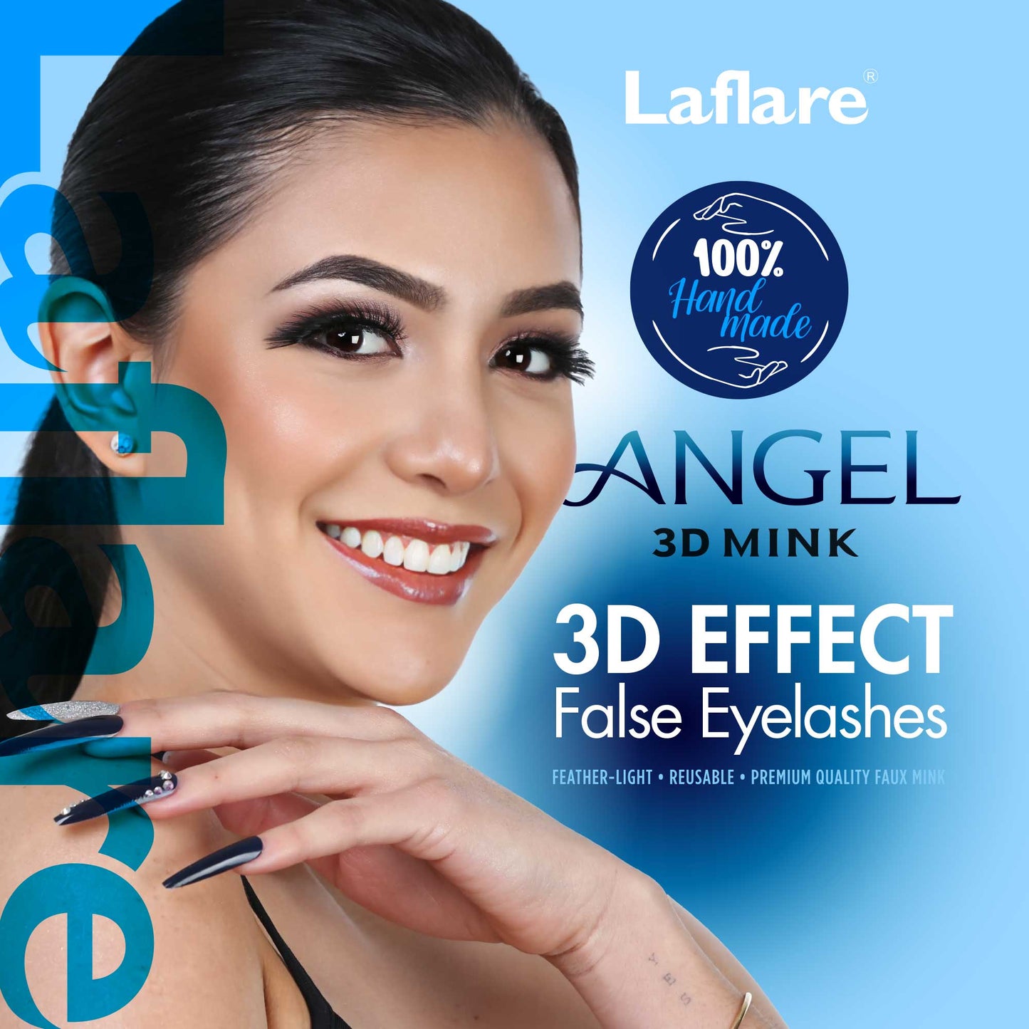 3D MINK ANGEL Eyelashes, 20 Single Packs Luxury Synthetic False Eyelashes,16mm Dramatic Look Maximum Volume. Flare shape, Reusable Faux Lashes