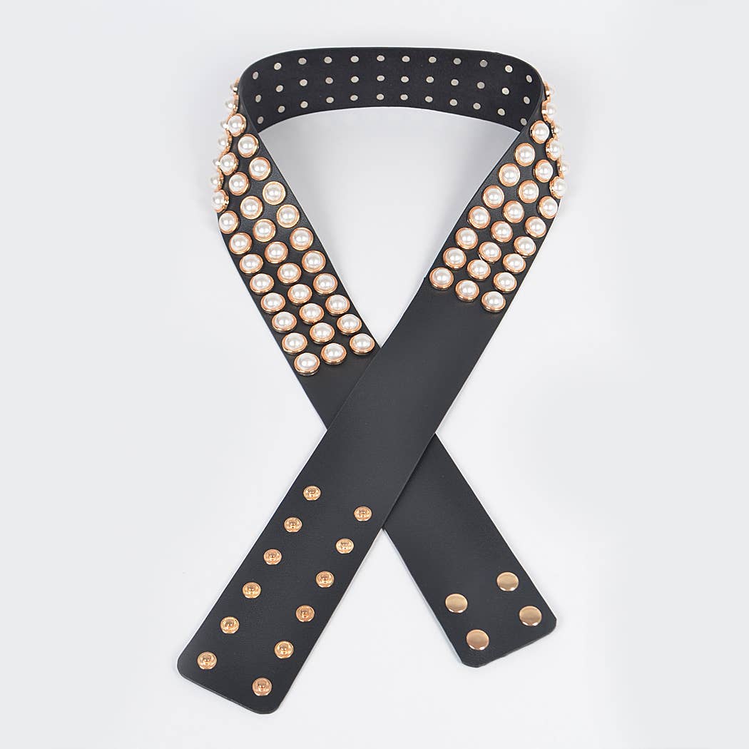 Full Pearl Studded Plus Size Waist Belt