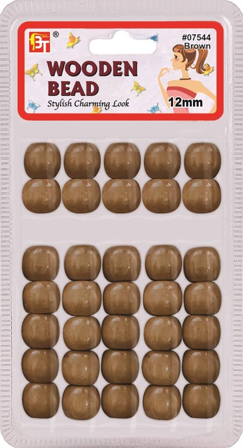 WOODEN BEAD 12MM (BROWN)