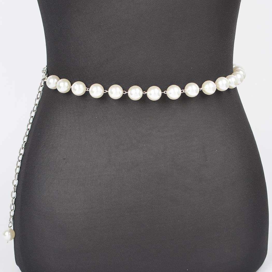 Faux Pearl Chain Belt