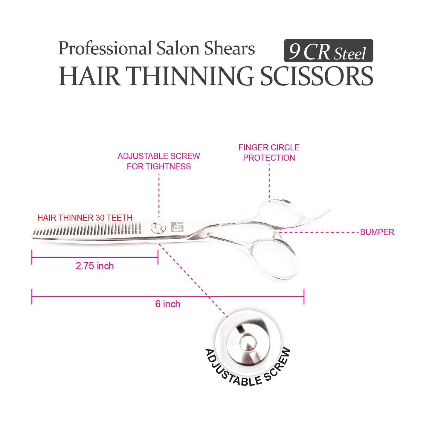 PROFESSIONAL 6″ SALON HAIR THINNING SCISSORS