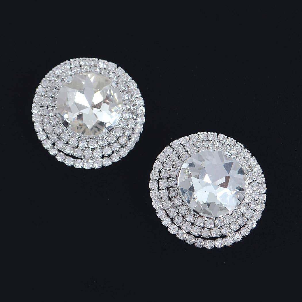 Glittering Multi-Rhinestone Stud Earrings