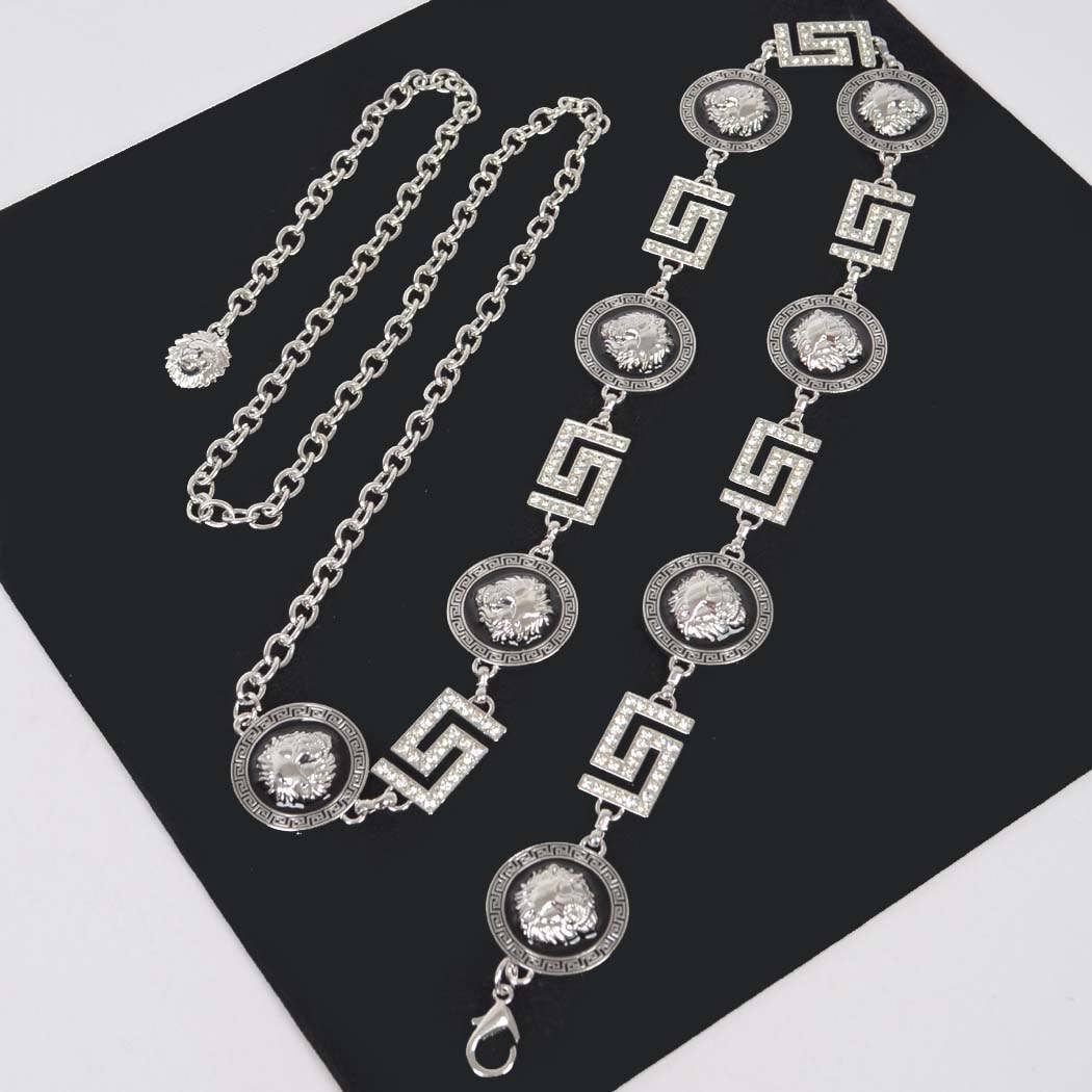 Metal Rhinestone Plus Size Chain Belt
