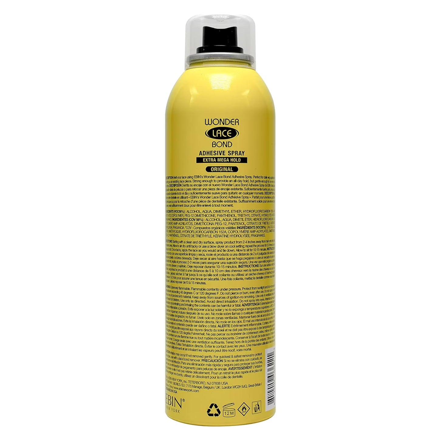 EBIN NEW YORK Wonder Lace Bond Wig Adhesive Spray Extra Mega Hold 6.34 fl oz