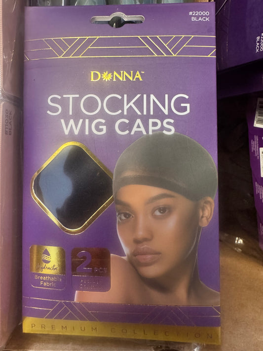 DONNA STOCKING WIG CAP 2PC BLACK