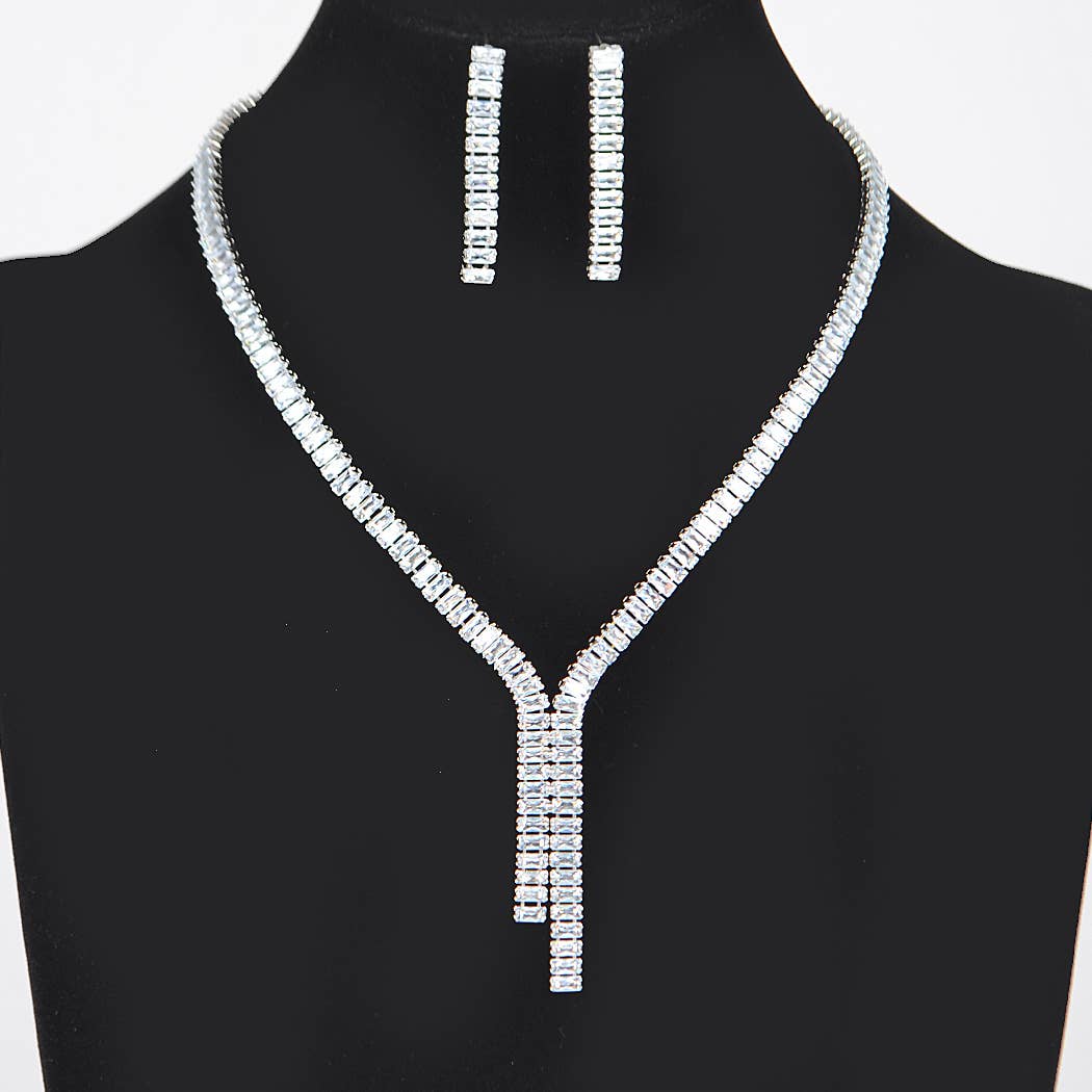 Rhinestone Earring and Necklace Set