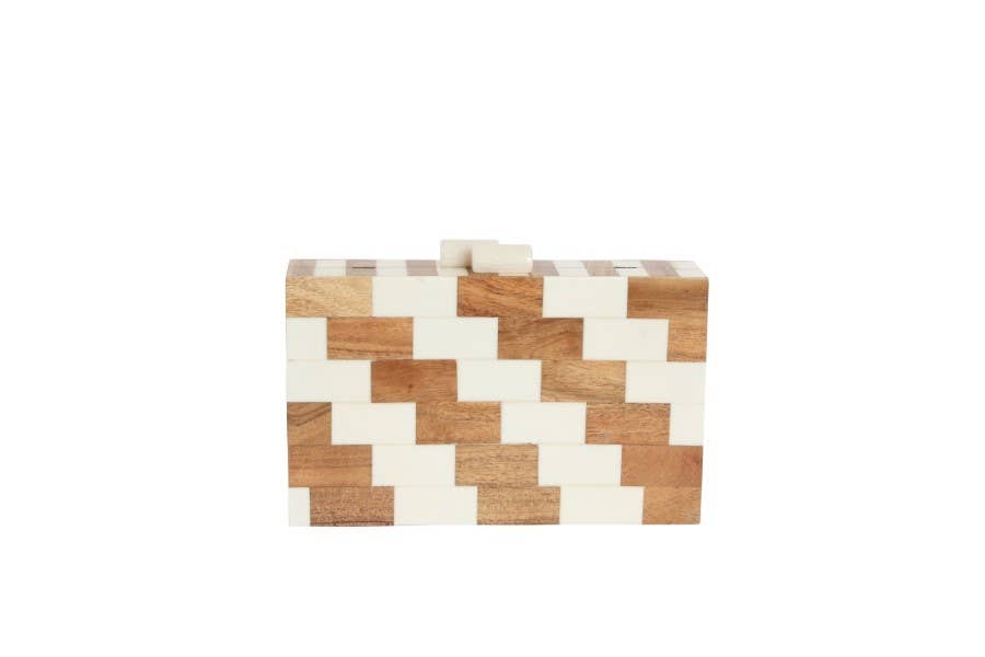 Ladies Two Toned Stairway  Boxed Frame Clutch Bag