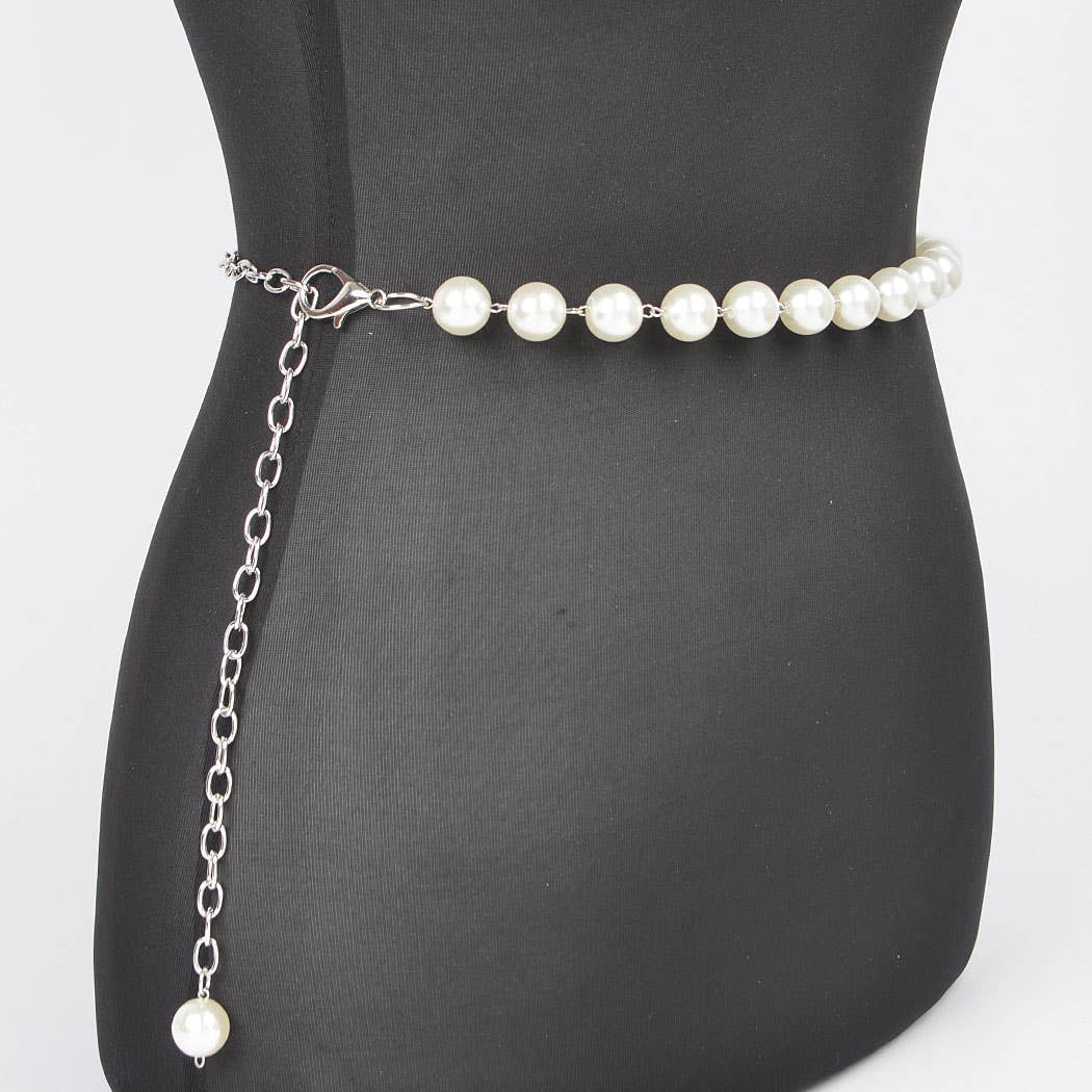 Faux Pearl Chain Belt