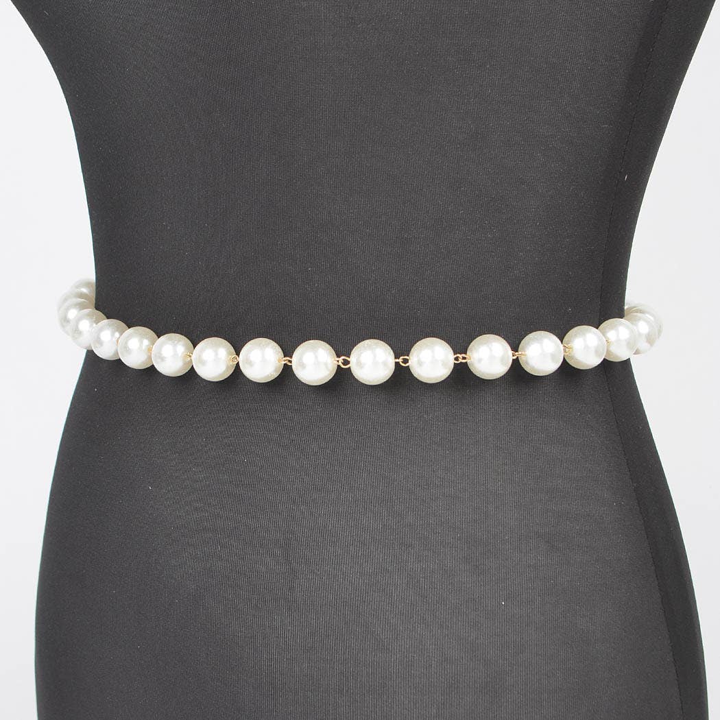 Faux Pearl Chain Belt