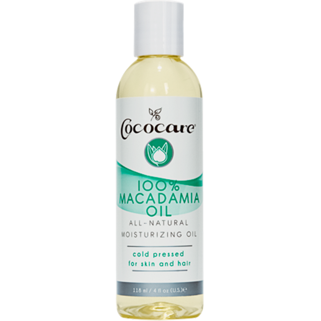 a bottle of macadamia oil on a white background