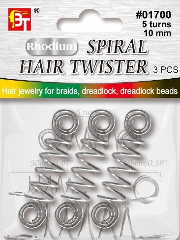 JEWELRY SPIRAL HAIR TWISTER-10 MM - 10 TURNS - RHODIUM