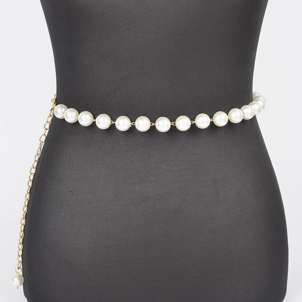 Faux Pearl Chain Belt