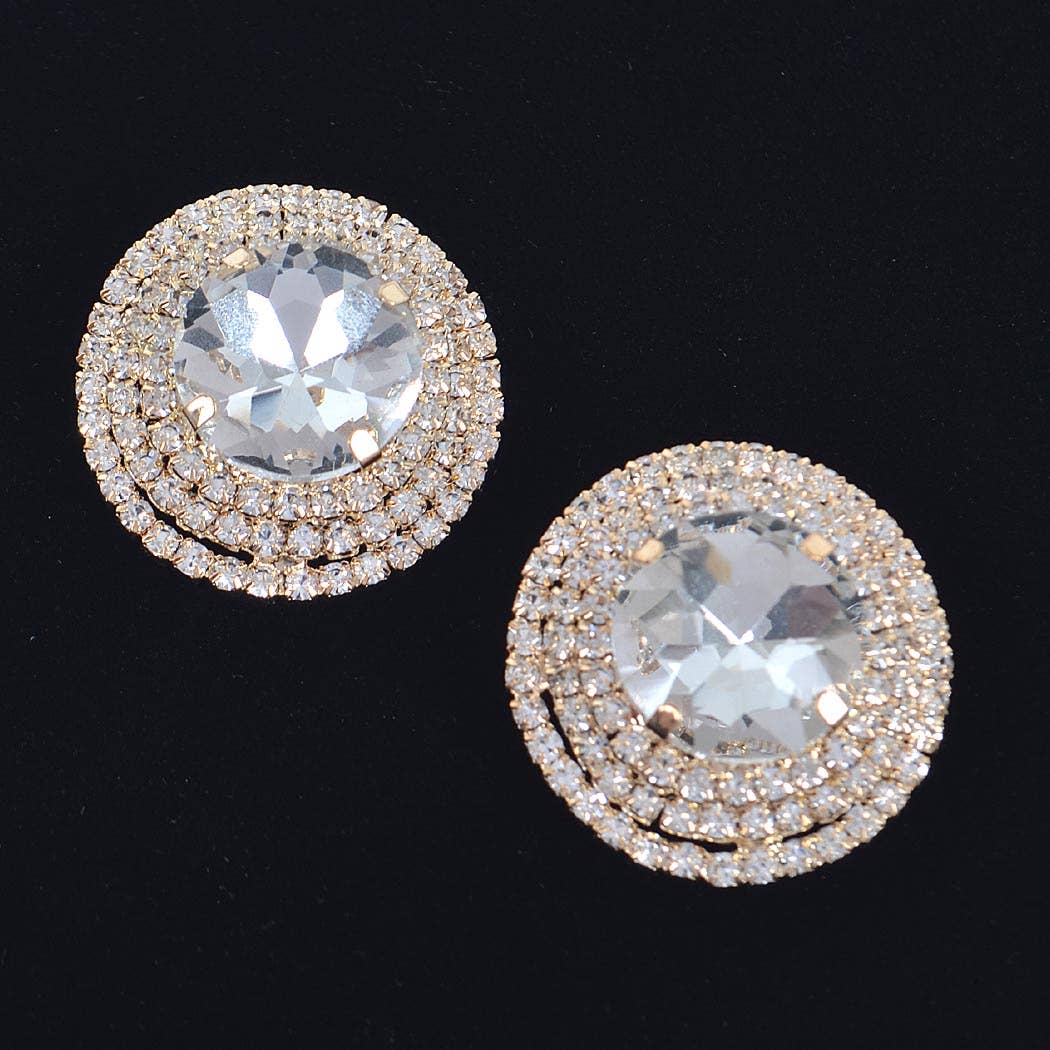 Glittering Multi-Rhinestone Stud Earrings