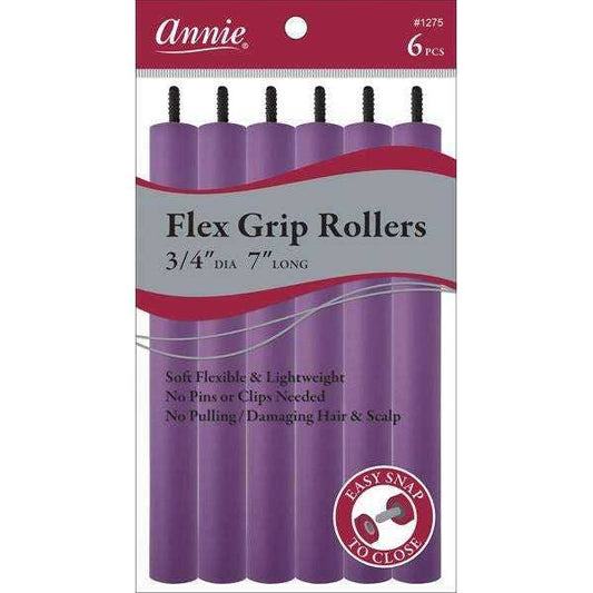 Annie Flex Grip Rollers 3/4In Dia 7In Long 6Ct Purple