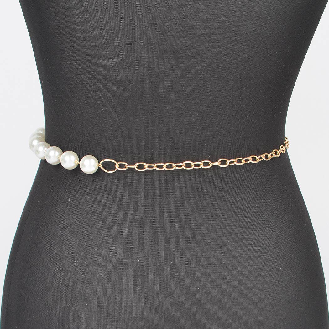 Faux Pearl Chain Belt