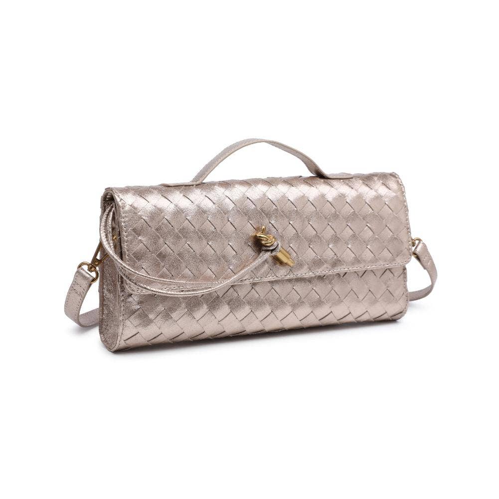 Ada Top Handle Woven East West Clutch Crossbody