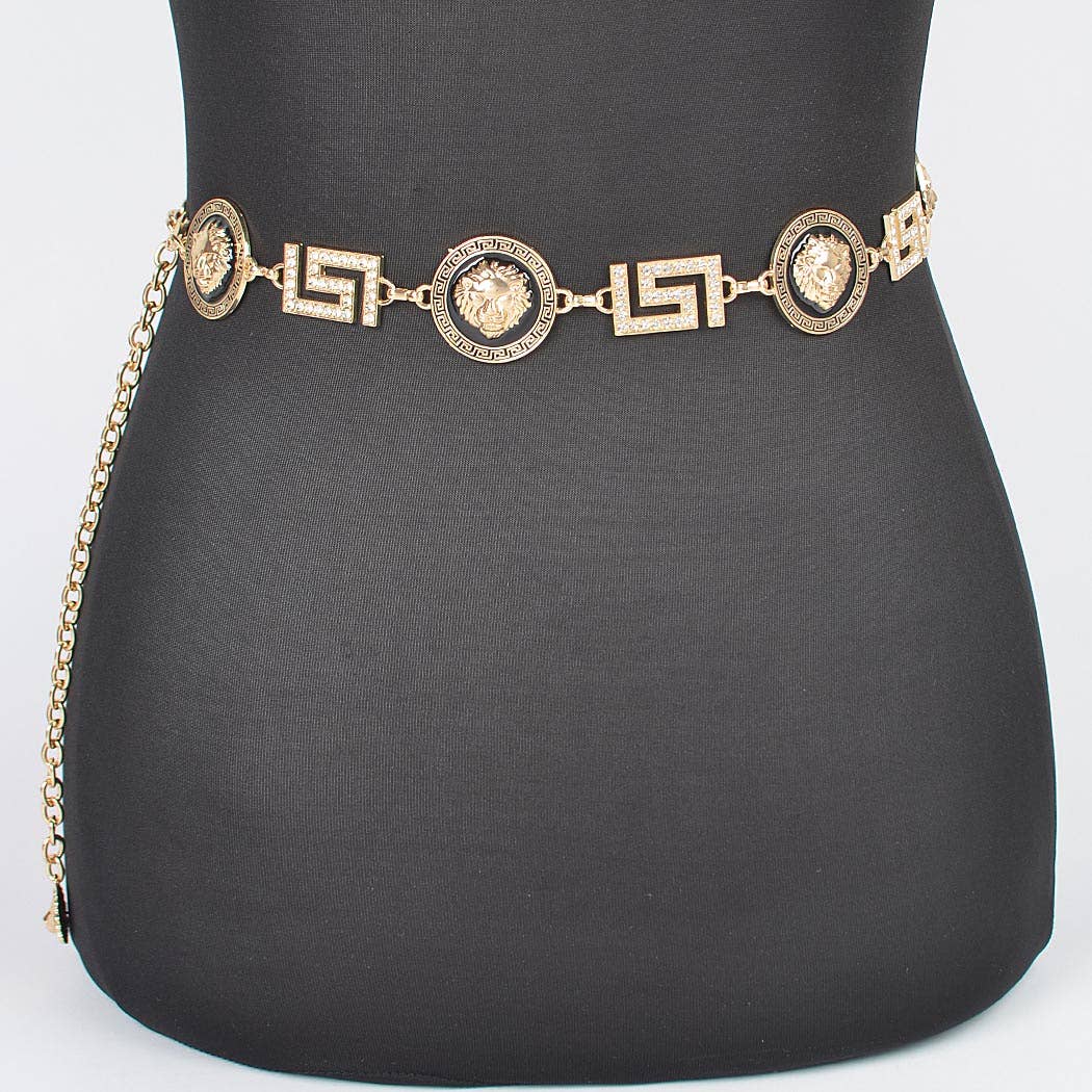 Metal Rhinestone Plus Size Chain Belt