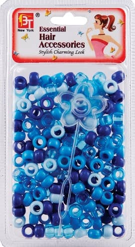 ROUND BEADS -  SMALL - BLUE ASSORTED