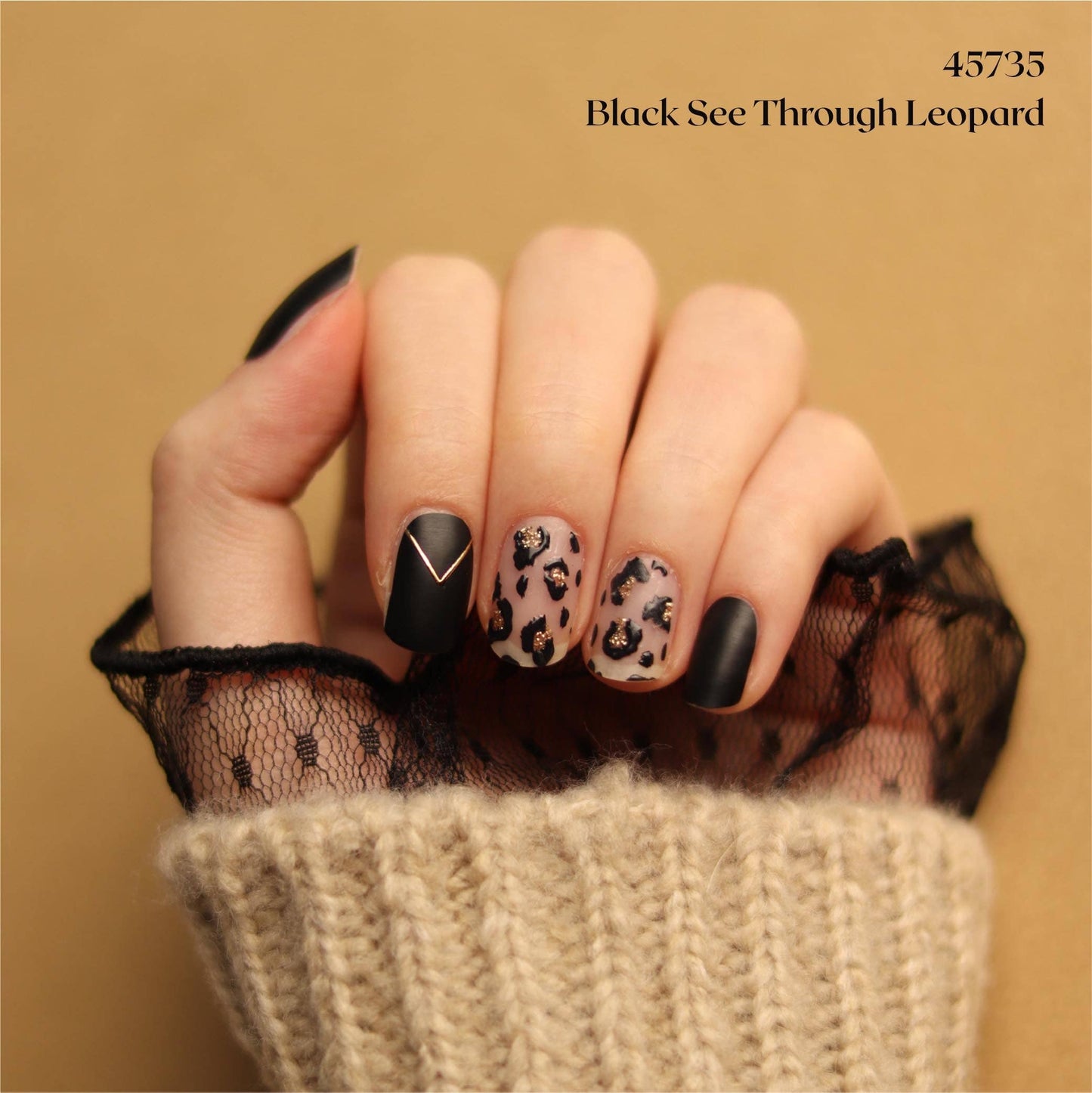 GEL NAIL STRIPS - 45735 Black See Through Leopard